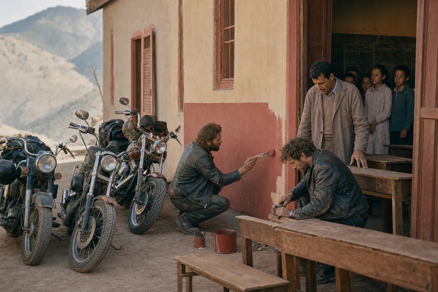 Des motards et un enseignant rénovent une école rurale de l’Atlas